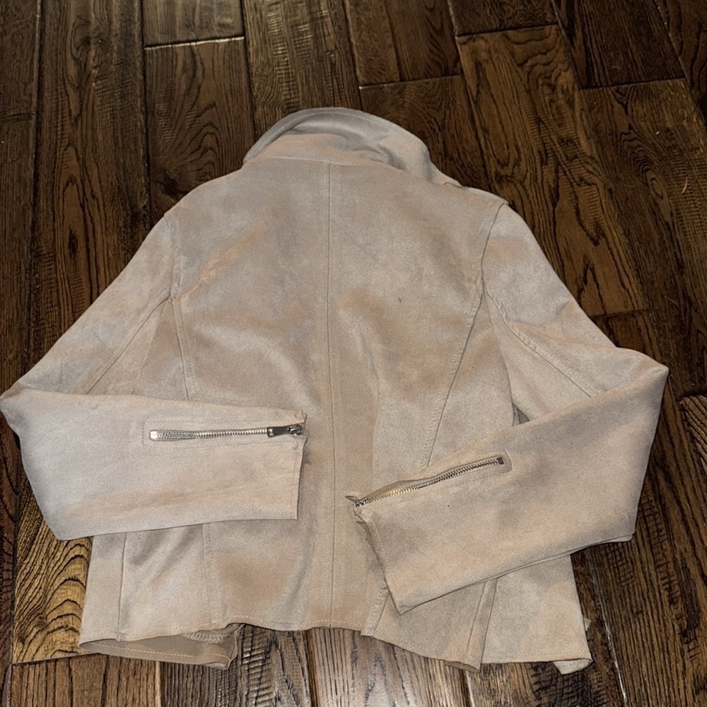 Haute Monde Tan Casual Faux Suede Moto Jacket - Picture 5 of 5